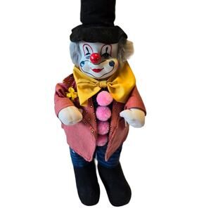 Vintage RF COLLECTION 14" Cloth Porcelain Weighted Standing Clown
